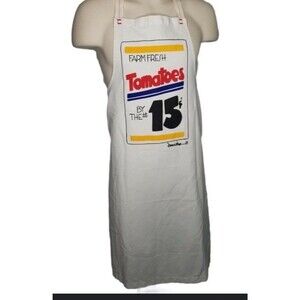 Vtg Doug Wilson Full Apron Cotton Mid Century Graphics Tomatoes Farm Fresh